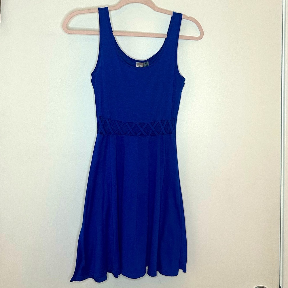 Royal blue skater dress summer lattice design.  Size Small fits like XS